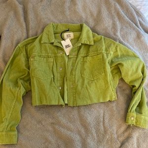 Urban Outfitters BDG Cropped Corduroy Lime Green Jacket